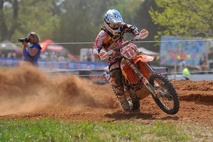 Charlie Mullins got off to a great start at Big Buck, holding off his teammate Kailub Russell until the third lap