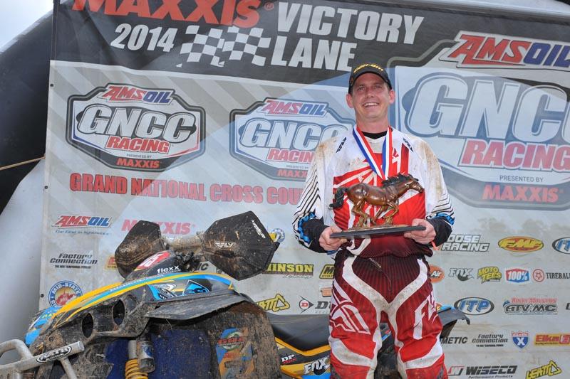 After a perfect 13-0 2013 GNCC season that saw him win the 4x4 Open class title, ATV Parts Plus/Can-Am racer Bryan Buckhannon came out of retirement to complete in the inaugural running of the GNCC 4x4 Pro class this year. He earned his first overall class win at Loretta's this past weekend to pull within three points of class leader and fellow Can-Am Renegade pilot Kevin Trantham