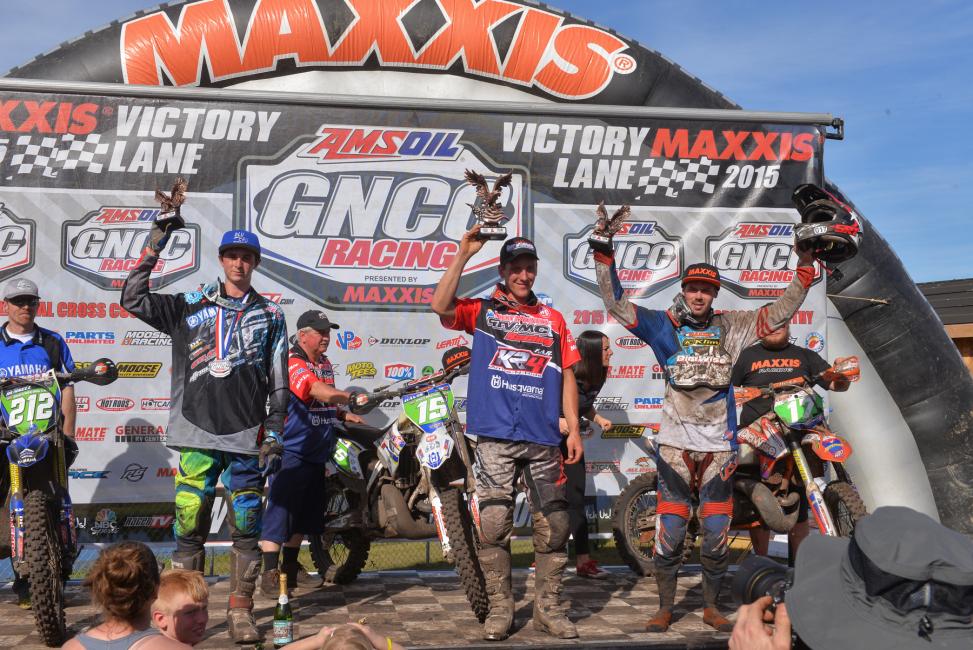 XC2 podium: (left) Ricky Russell, Nick Davis, (right) Jason Thomas Photo: Hill