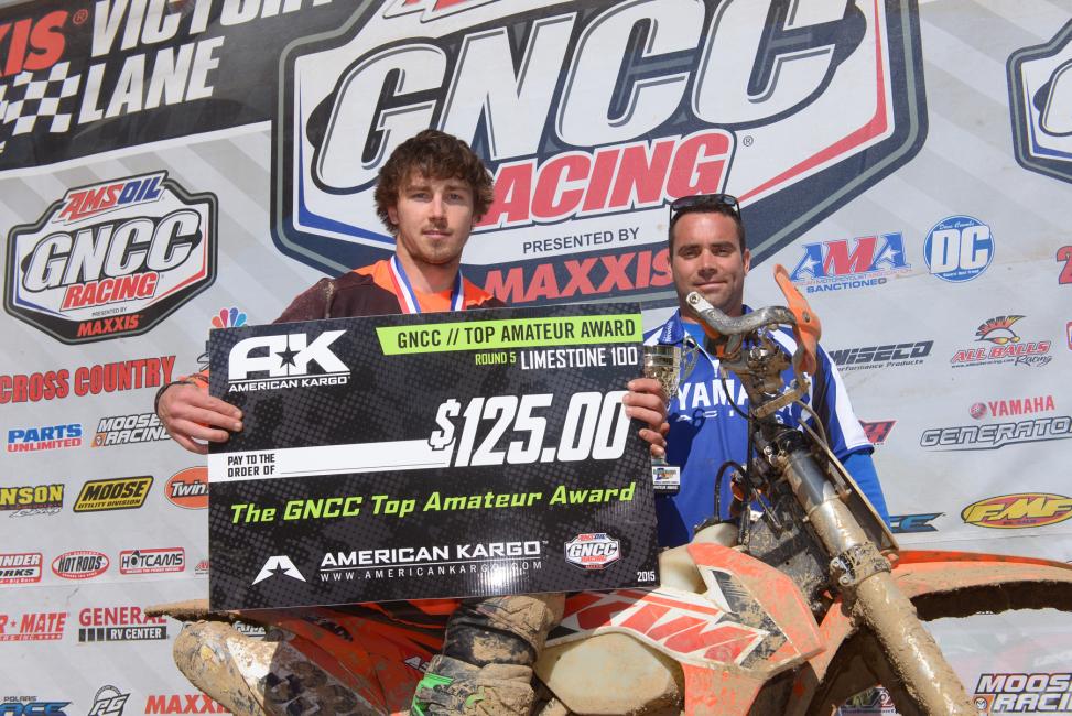 Vance Francis took home the $125 for the American Kargo Top Amateur Award for his win in the 250 A classPhoto: Ken Hill