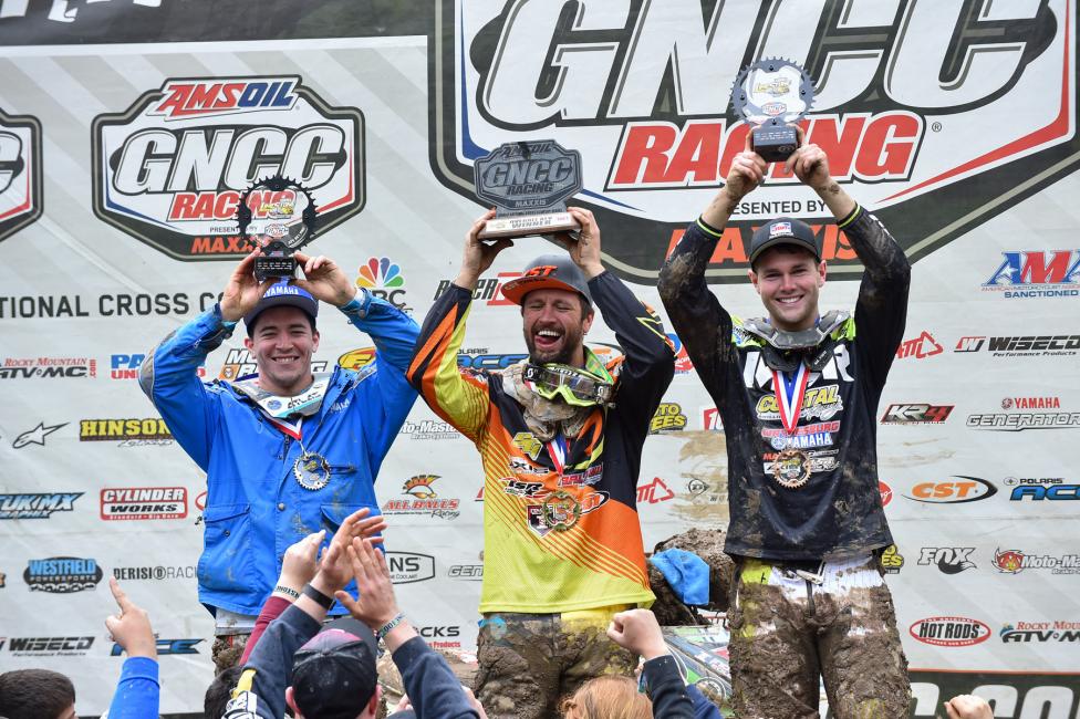 Overall Podium: (2) Walker Fowler, (1) Adam McGill, (3) Brycen Neal.Photo: Ken Hill