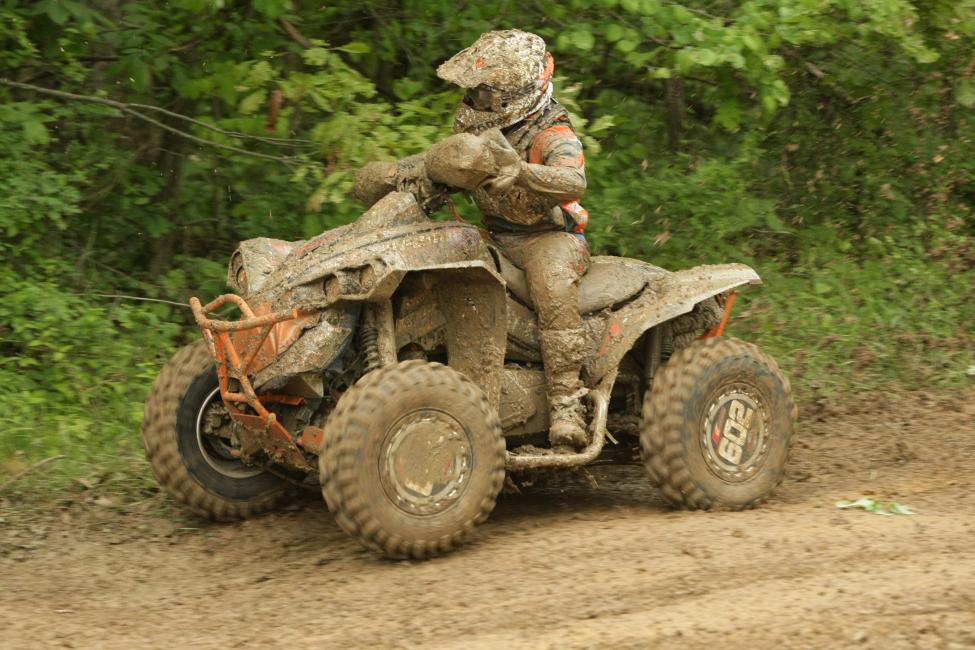 Can-Am X-Team racer Jordan Phillips was in third place with just 6.5 miles to go at the Limestone 100 GNCC, but took over the lead when the leader and second-place riders got stuck on the course behind lapped traffice. The 4x4 Pro class racer made his move and held the lead all the way to the finish line. He won the overall and the 4x4 Pro class aboard his Can-Am Renegade ATV.