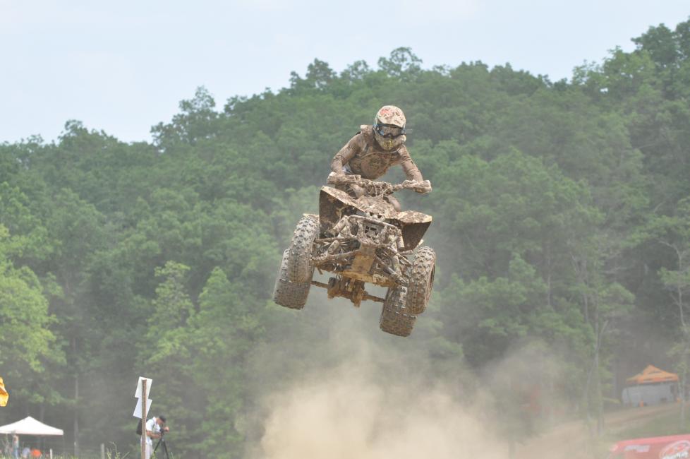 Westley Wolfe was able to use his ATVMX talents on the popular SundayCreek Raceway which was a part of the 12 mile John Penton GNCC course.Photo Credit: Amber Wolfe
Once the green flag waved Wolfe would find himself charging hard through the pack after an unfavorable jump off the start and upon entering the woods he would face more issues where he would be stuck in a mud hole. This misfortune would allow the entire field to pass Wolfe, but once he was back on track Wolfe was able to quickly repass majority of his competitors on the first lap where he checked through timing and scoring on the first time sitting in sixth. By the second lap Wolfe would make his way into second place where he would slowly start gaining on the leader. However, by the time the checkered flag came out Wolfe would not be able to gain enough time to make the pass for the lead.