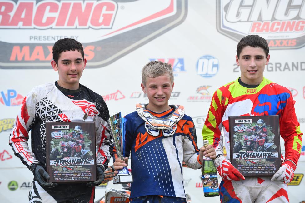 Youth Overall Podium: (2) Payton Dalton, (1) Tim Sroka, (3) Dylan Walraven.Photo: Ken Hill