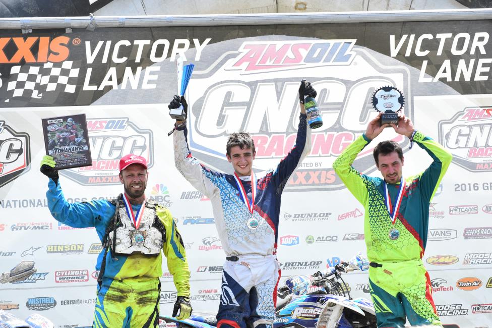 10 a.m. Overall Podium: (2) Bryan Hulsey, (1) John Glauda Jr., (3) Kevin Cunningham.Photo: Ken Hill