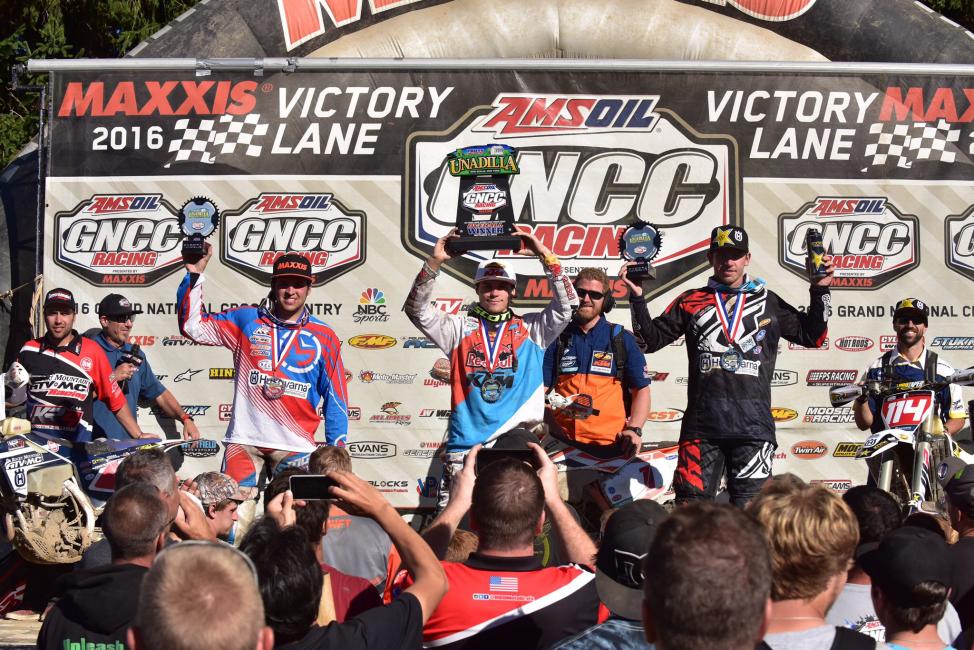 Overall Podium: (3) Thad Duvall, (1) Kailub Russell, (2) Josh Strang.Photo: Ken Hill
