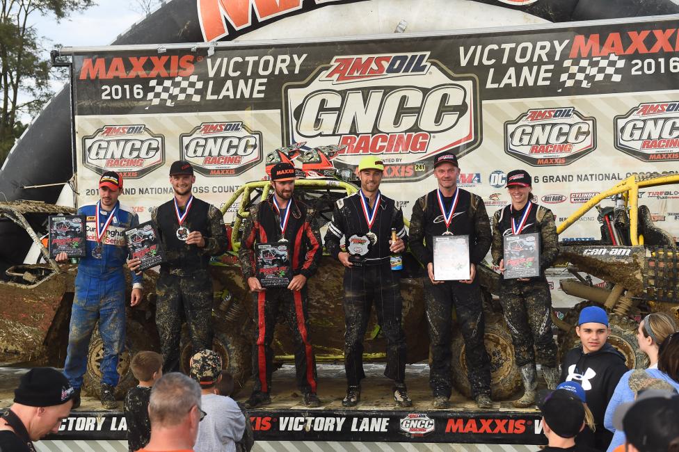 UTV Overall Podium: (2) Cody Miller, (1) Kyle Chaney, (3) Tim Farr.Photo: Ken Hill
