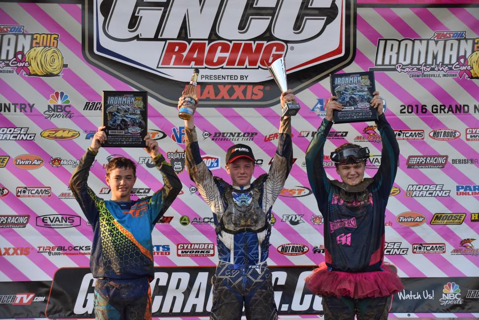 Youth Overall Podium: (3) Daulton Keyes, (1) Rhett Cox, (2) Mikey Nickels.Nickels was also presented with the No. 1 plate.Photo: Ken Hill