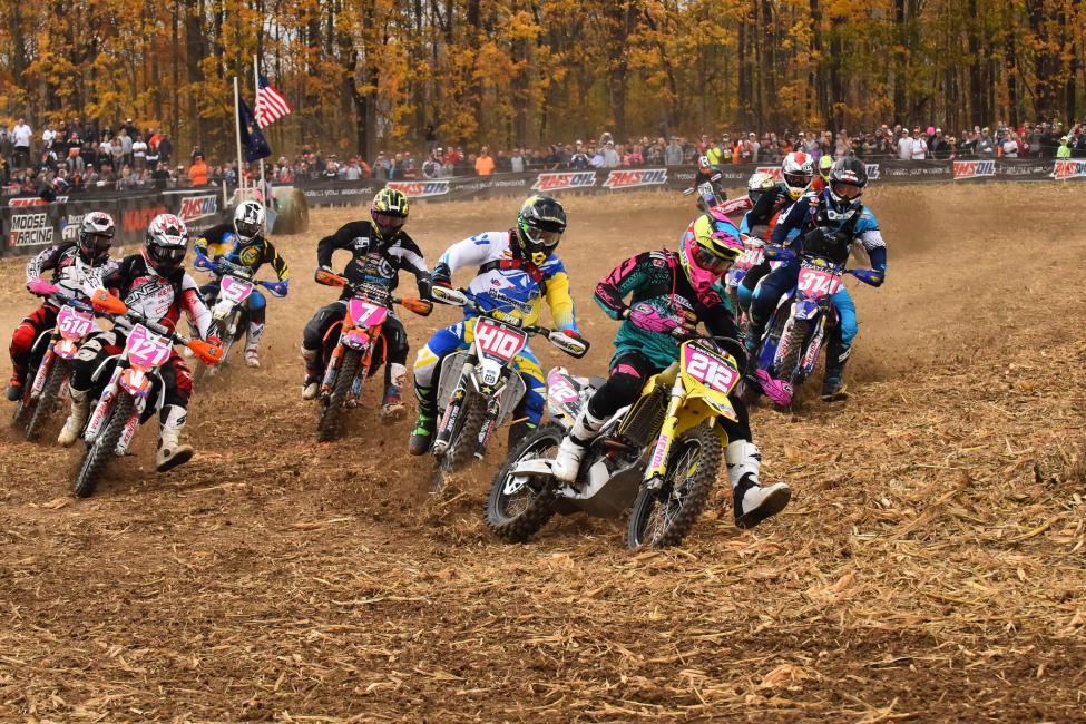 Ricky Russell jumped out to the early lead claiming the $250 All Balls Racing Holeshot Award.Photo: Ken Hill