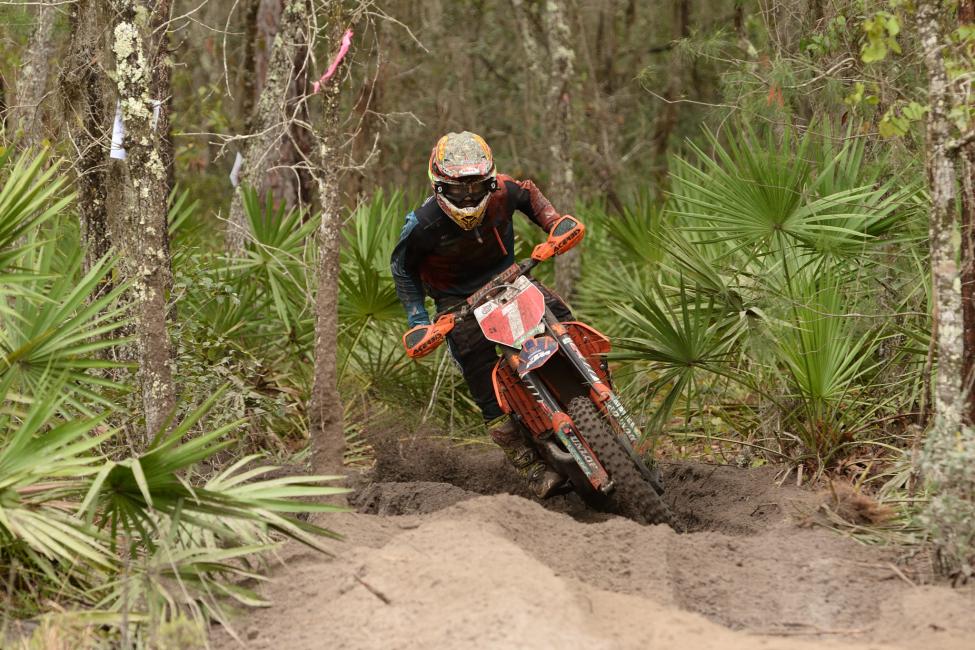 After multiple goggle changes, Kailub Russell crossed the finish line victorious for the first time this season.