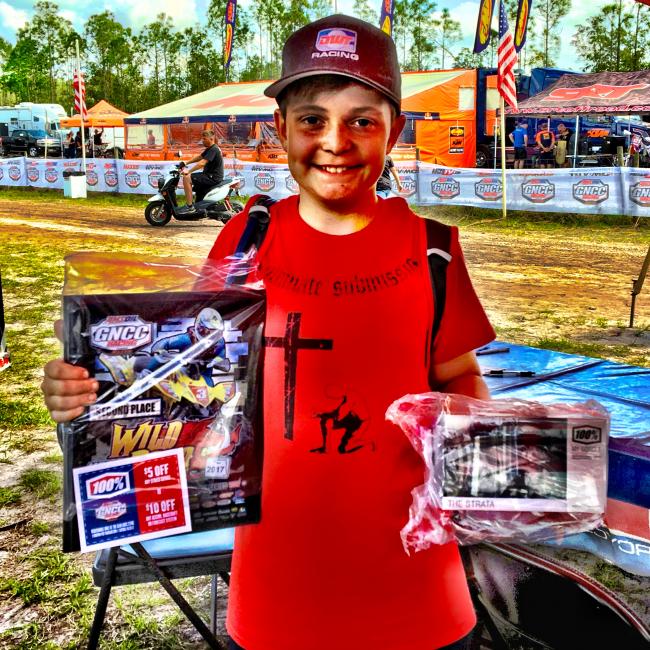 Cole Tucker was a 100% Hometown Hero for our Moose Racing Wild Boar GNCC. He earned himself a pair of 100% Goggles and a second place finish!