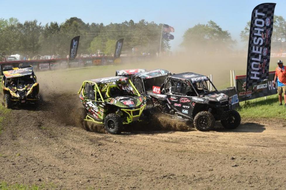 The Yokley Racing Polaris team battled through turn one to grab the holeshot.