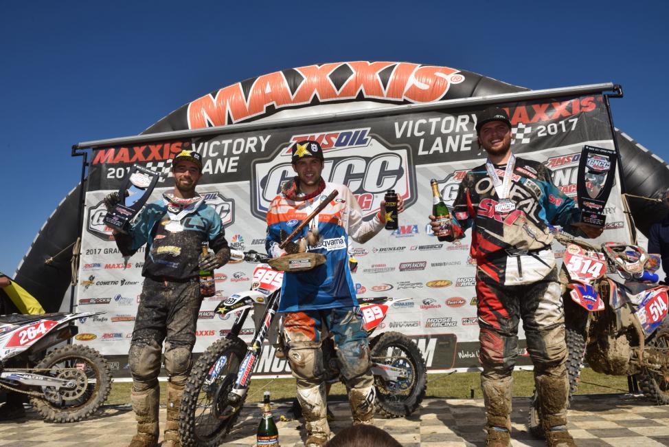 Overall Podium: (2) Ryan Sipes, (1) Thad Duvall, (3) Steward Baylor.