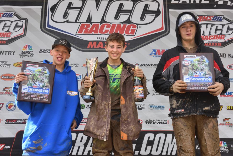 8 a.m. Youth Overall Podium: (2) Layne McCormick, (1) Bryce Husband, (3) Devin Corrothers.