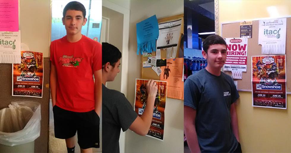 Thank you to Payton Dalton, who went around town as a Hometown Hero hanging up posters for the AMSOIL Snowshoe GNCC this year.