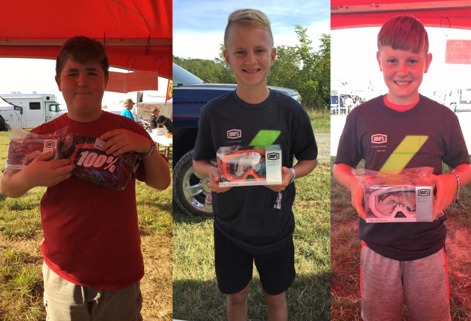Stanley Johnson, Gavin Garlits and Caden Simms all earned their 100% goggles for being Hometown Heroes at the Mountaineer Run GNCC.