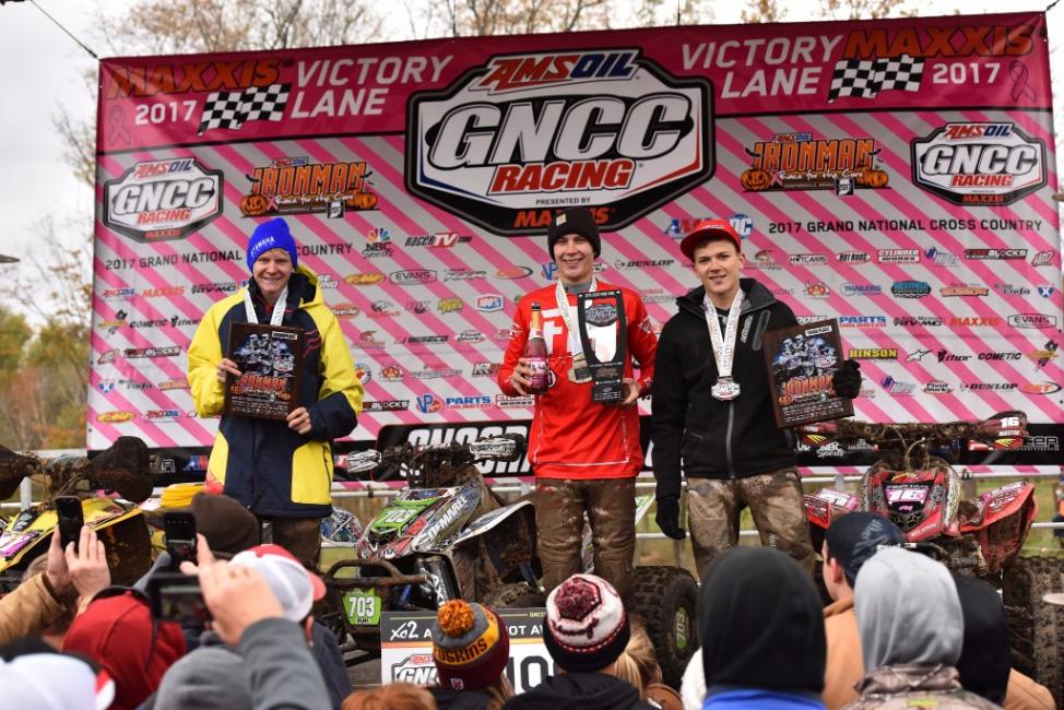 Devon Feehan (right) finished 3rd at the Ironman, enough to secure the XC2 Pro-Am championship for the young rider.