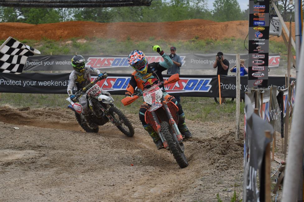 Kailub Russell (#1) and Thad Duvall (#989) have been battling to the checkered flag for the last couple rounds, only time will tell who will take home the win this weekend at the X-Factor Whitetails GNCC.