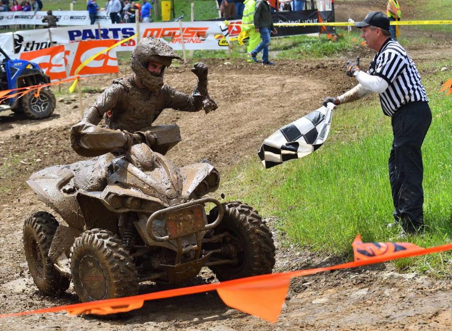 Landon Wolfe posted his second straight GNCC win aboard his Can-Am Renegade X xc 1000R ATV, outlasting the mud and his factory teammate and current 4x4 Pro ATV class points leader Kevin Cunningham, who took second place.