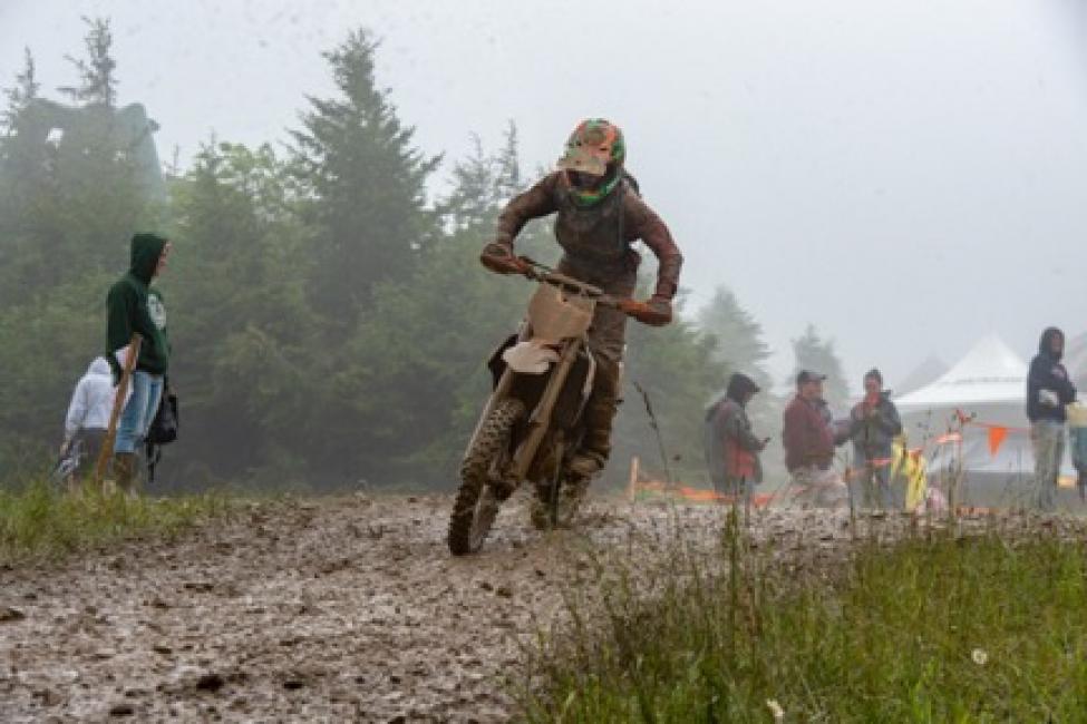 Simon Johnson on the 250 A podium again at Snowshoe GNCC. (photo by Darrin Chapman)