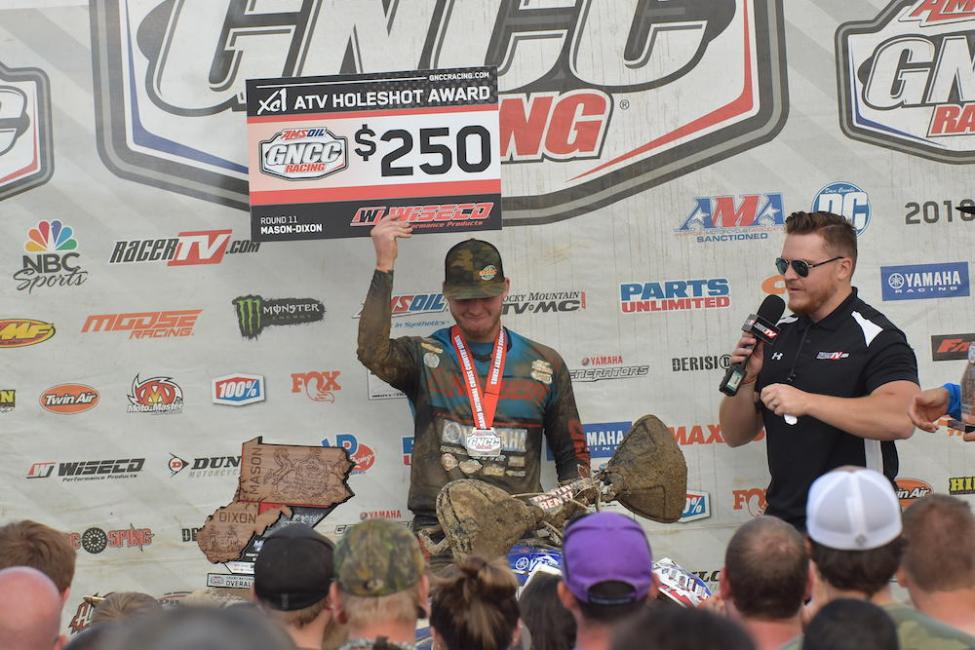 Cole Richardson accepts his Wiseco Holeshot Award.