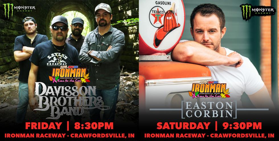 Davisson Brothers Band and Easton Corbin will be performing at the AMSOIL Ironman GNCC on Friday & Saturday.