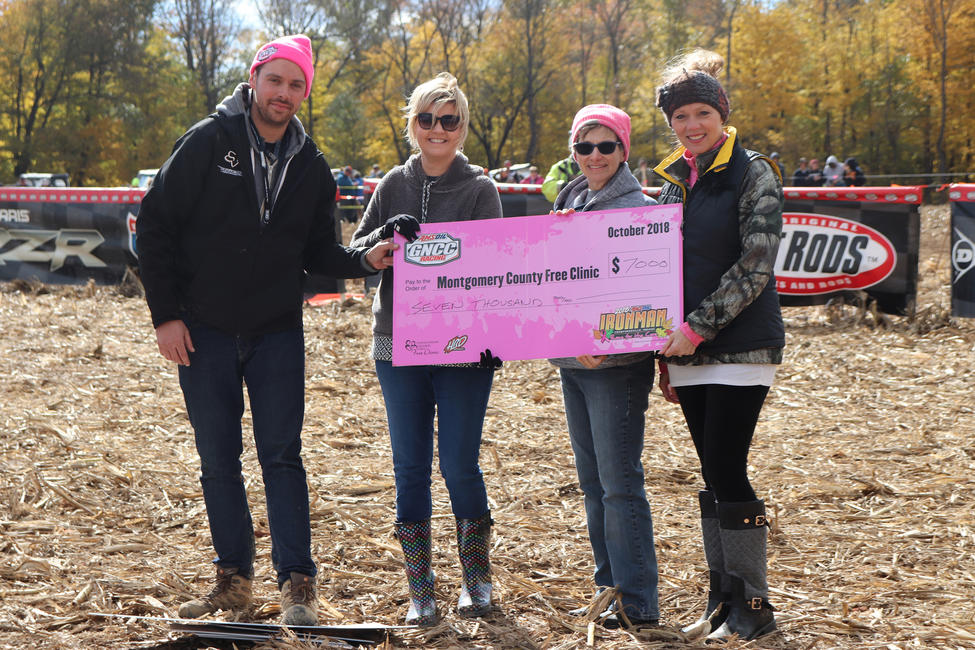 A check was presented to the Montgomery County Free Clinic at the AMSOIL Ironman GNCC with funds raised at the event.