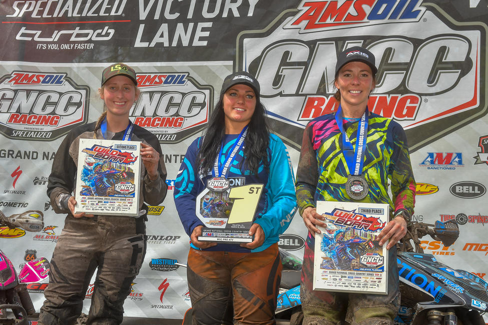 Katelyn Osburn (center), Megan Shepherd (left) and Alicia McCormick (right) rounded out the WXC ATV class podium.