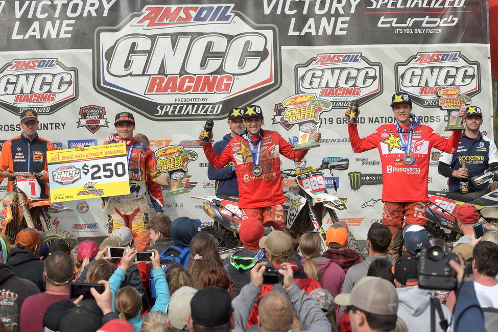 Thad Duvall (center), Kailub Russell (left) and Trevor Bollinger (right) rounded out the previous rounds top three overall.