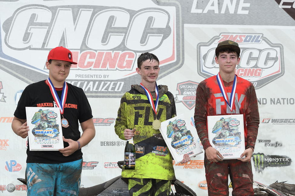 Damien Hawkins (center), Bryce Husband (right) and Parker Henderson (left) earned the YXC1 Super Mini Sr. top three spots in South Carolina.