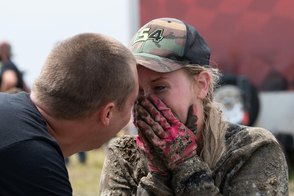Megan celebrated her first WXC win with husband, Luke Shepherd.