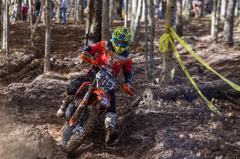 Brayden Nolette fighting through the gnarly Ironman conditions.