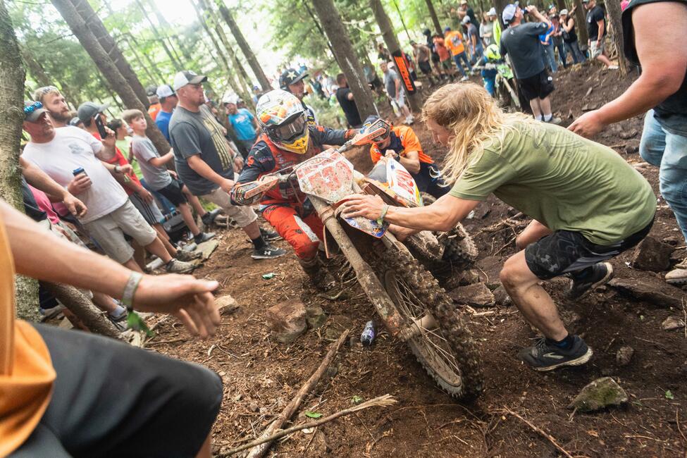 Ben Kelley (FMF/KTM Factory Racing) currently sits first in the National Championship points standings after 9 rounds of racing. Photo: Mack Faint