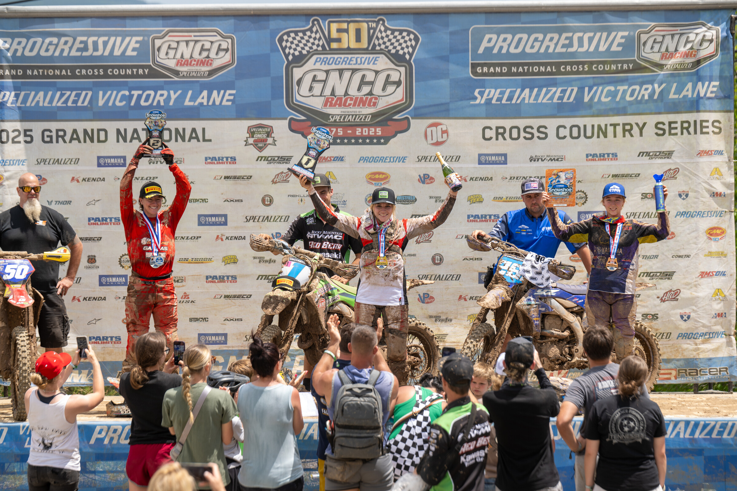 WXC Bike Top Three Podium: Rachael Archer (center), Shelby Turner (left) and Danielle McDonald (right).