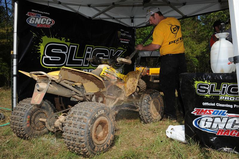 Chris Bithell's ATV gets prepped for the podium 