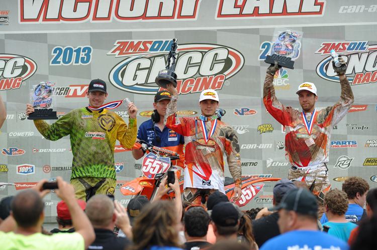 XC1 podium: Josh Strang, (center) Kailub Russell, Charlie Mullins 