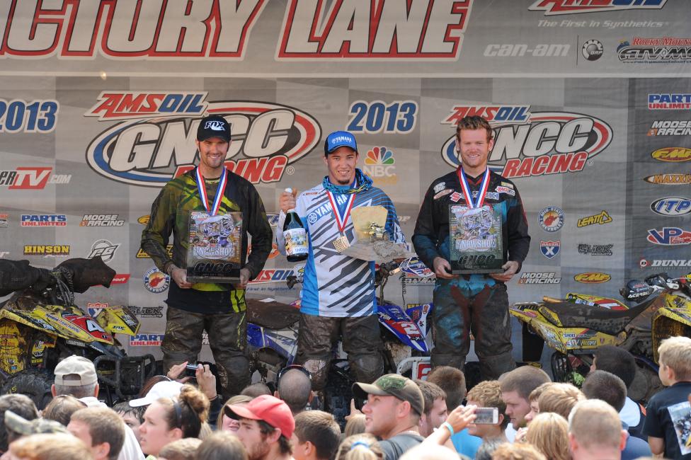 XC1 podium: (left) Chris Bithell, Walker Fowler, (right) Chris Borich 