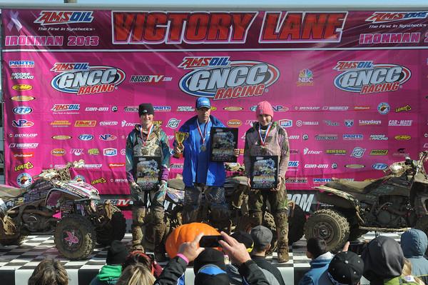 10 AM podium: (left) Kylie Ahart, Dave Simmons, (right) Cody Collier 