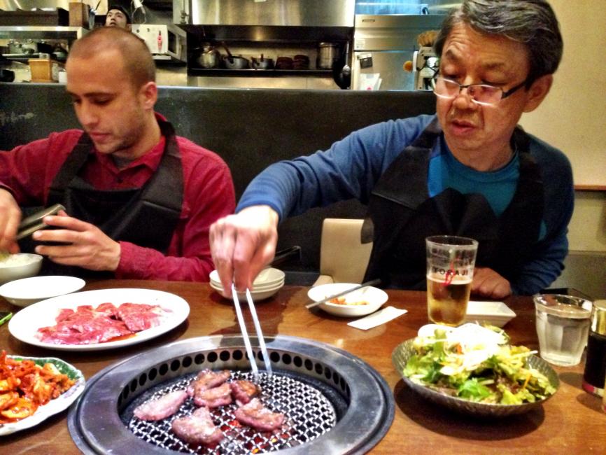 DQ (left) and Masami (right) enjoying the Korean BBQ....in Japan 