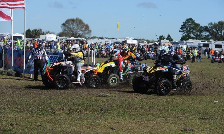 Can-Am Renegade ATV racer Jordan Phillips grabbed the 4x4 Pro class holeshot ahead of three other Can-Am racers, but ended up fourth for the day.