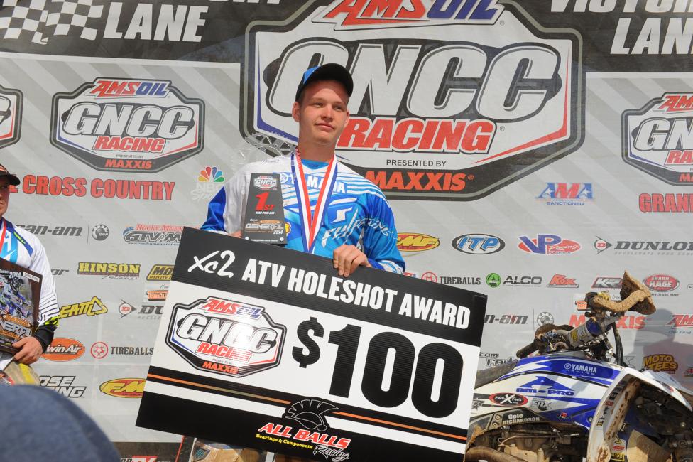 Richardson earned the $100 All Balls Racing XC2 Pro Am Holeshot 