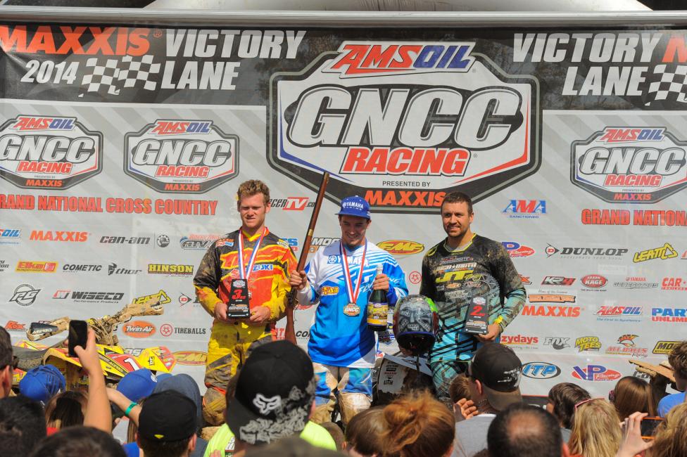 XC1 podium: (left) Chris Borich, Walker Fowler, (right) Adam McGill 