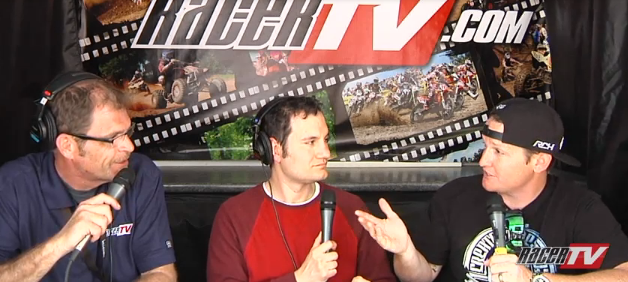 Ricky Carmichael (right) talks with hosts Jason Weigandt (center) and Rodney Tomblin (left) at the RCSX Amateur event in Daytona.