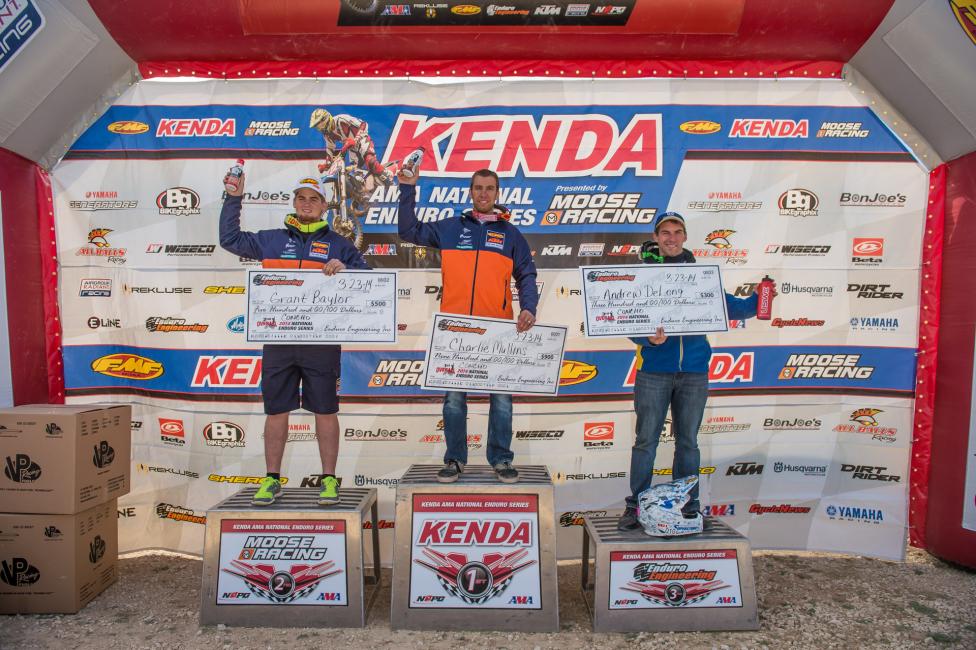 Charlie Mullins (center), Grant Baylor (left), and Andrew DeLong (right) rounded out the top 3 at the Concho National Enduro.