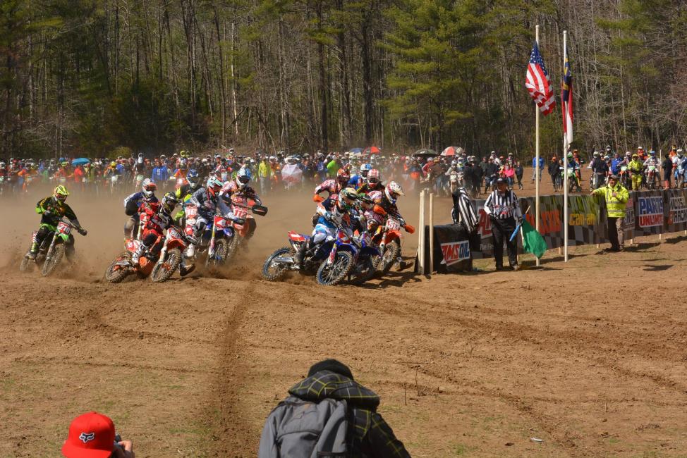 Baylor grabbed the XC1 Holeshot, but was immediately met by Russell out front