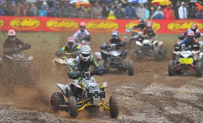 Riding with ITP Holeshot GNCC tires, Angel Knox grabbed teh WXC (Women's Premier) class holeshot and never looked back, winning the class at a sogy Steele Creek GNCC in North Carolina
