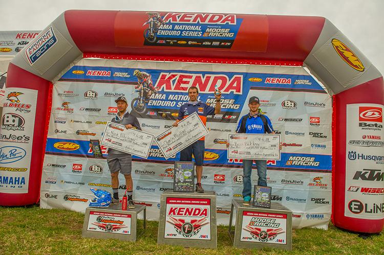 Mullins (center), Bakken (right) and Fahringer (left) rounded out the podium at the Rad Dad National Enduro