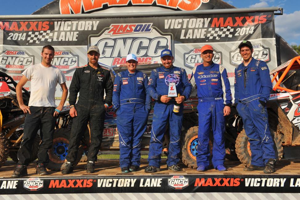 William Yokley and his passenger, wife Tina, were joined by Scott Kiger and passenger on the podium at Big Buck