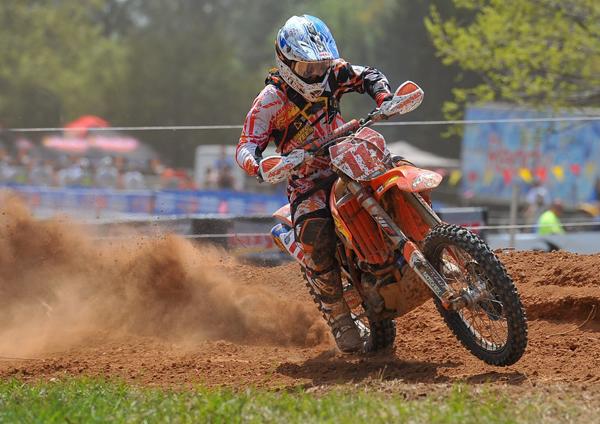Charlie Mullins battled with Kailub Russell for the lead and finished second at the Big Buck GNCC