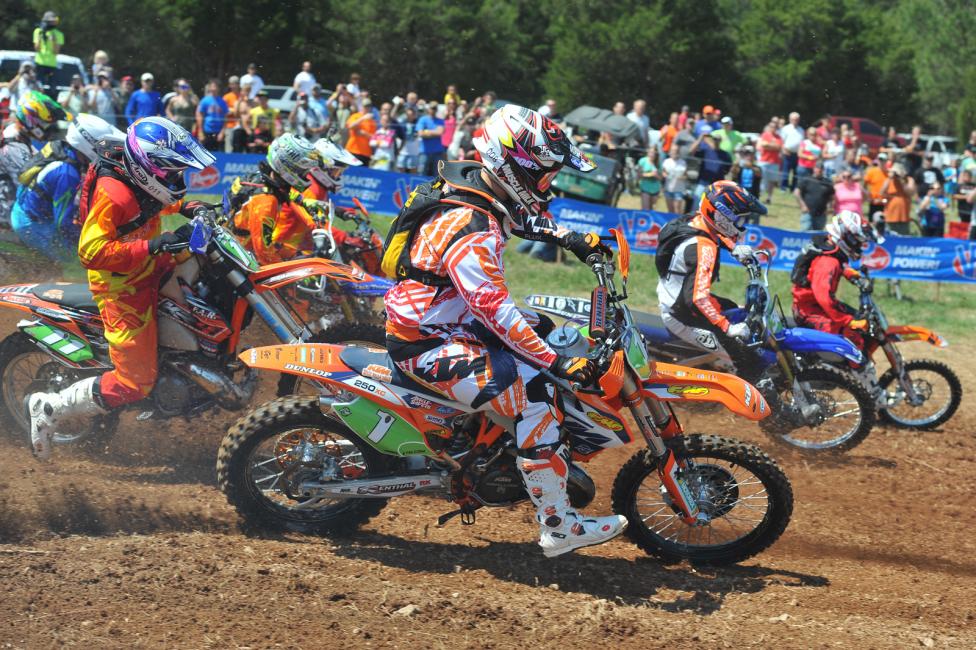 Grant Baylor (1) has his hands full in the XC2 Pro Lites class this season 